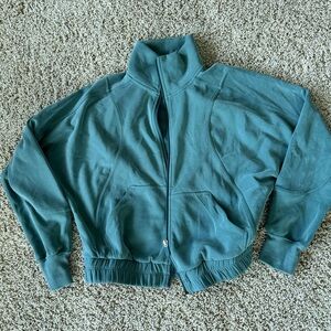 Green velvety soft zip up